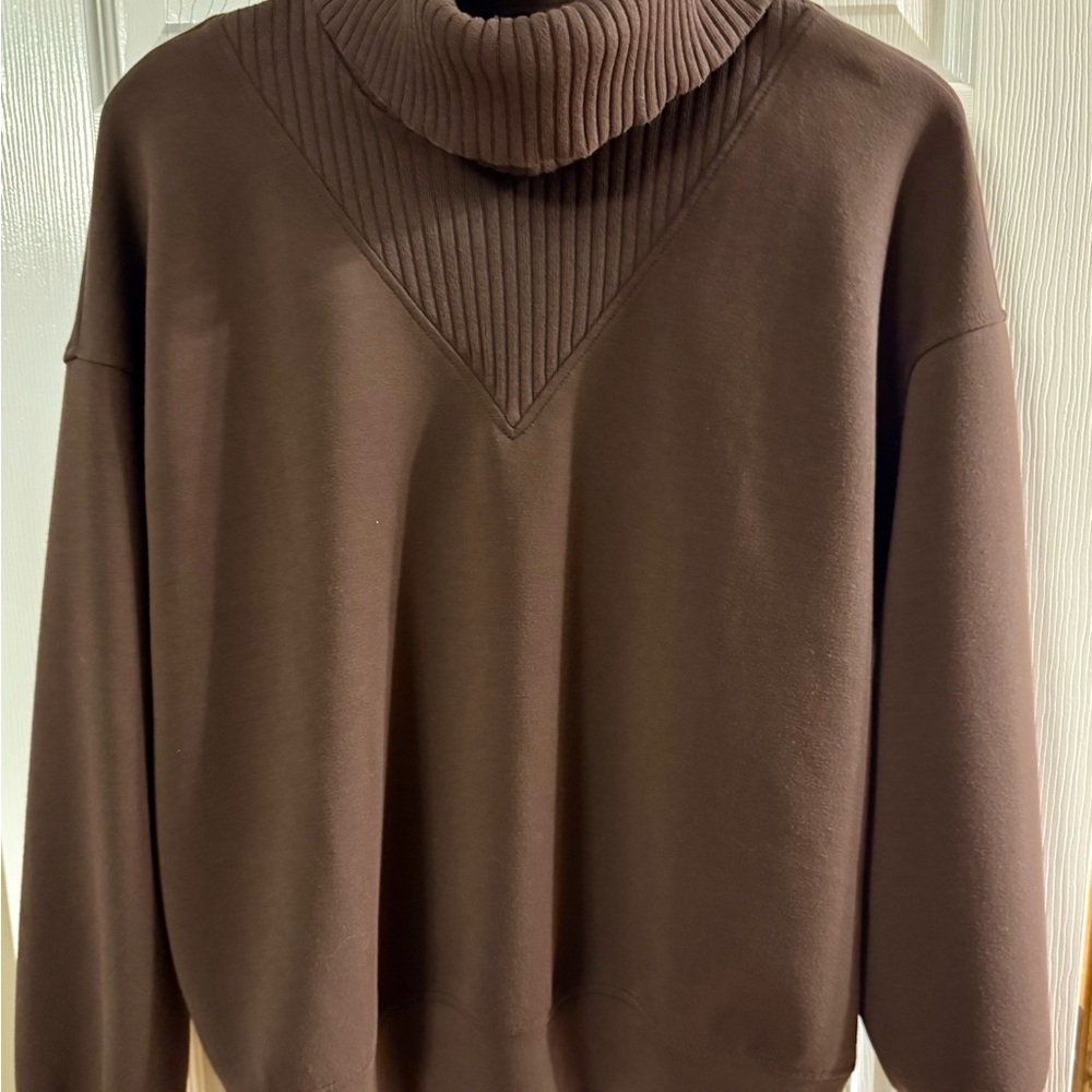 Rae Mode Scuba Brown Turtleneck Sweatshirt